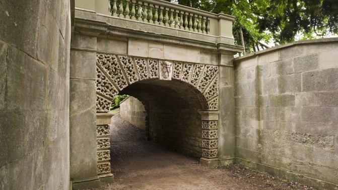 The Dry Arch Bridge at Croome Park, Worcestershire, with a Coade stone keystone.